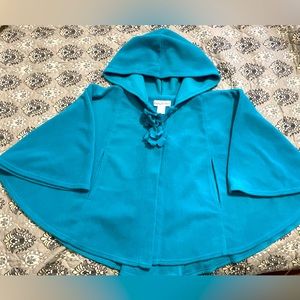 Chasing Fireflies Fleece cape.Turquoise. Size 10/12. Gently used. Smoke/Pet free